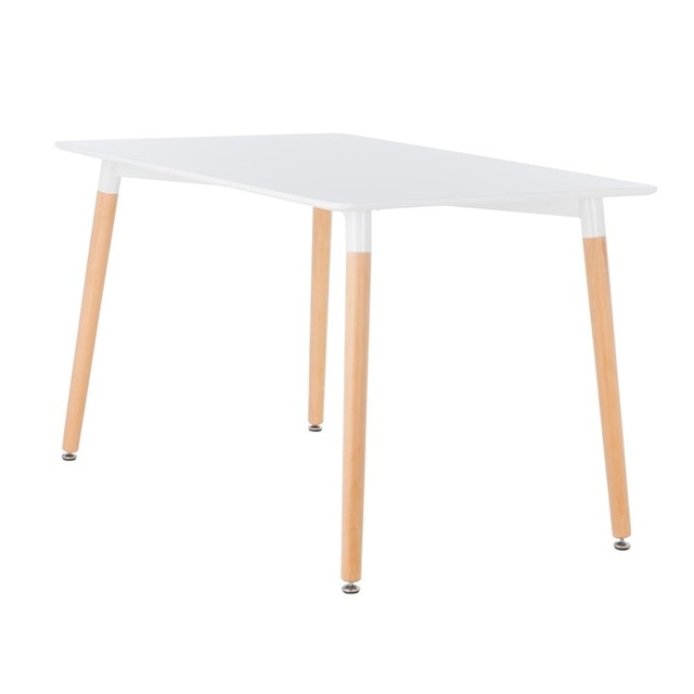 Table style nordique avec pieds en bois hêtre et plateau en bois composite - 2 couleurs disponibes