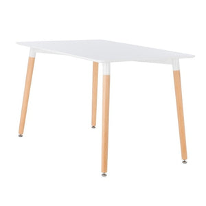 Table style nordique avec pieds en bois hêtre et plateau en bois composite - 2 couleurs disponibes