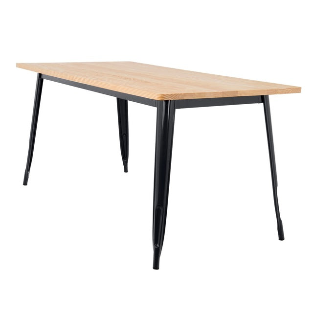 Table style industriel en acier et bois ( 120 x 60 cm ) - 2 couleurs disponibles